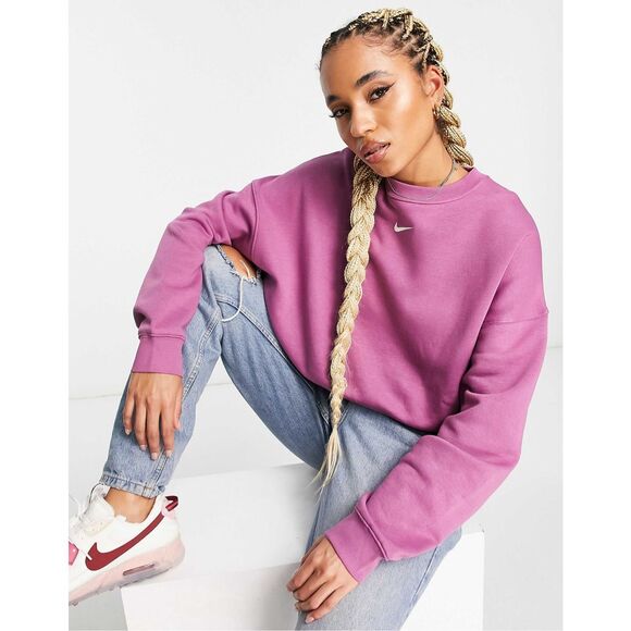 Nike Tops - Nike Collection Fleece Oversized Crew Neck Sweatshirt in Purple Size Medium